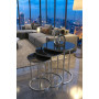 Luxury 3-Piece Glass Top Nesting Table Set - White Marble & Solid Wood Legs
