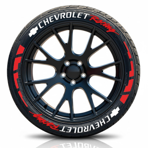 Chevrolet Racing Tire Lettering - Red Racing Blocks & Script