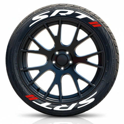 SRT Tire Lettering Kit - Dual White Text & Red Hash Marks